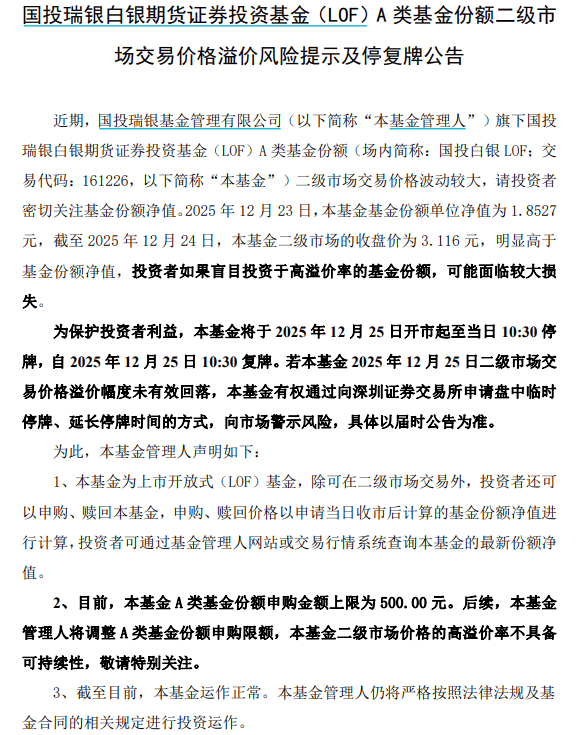 公告速递：美国消费LOF基金调整大额申购金额上限